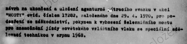 Vypátrat se nikoho nepodařilo. Z pátracího svazku KR- 631808 MV s krycím jménem Mosty. Zdroj: Archiv bezpečnostních složek